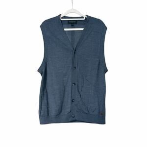 Banana Republic Mens Merino Wool Sweater Vest Preppy Academia Button Gray Large